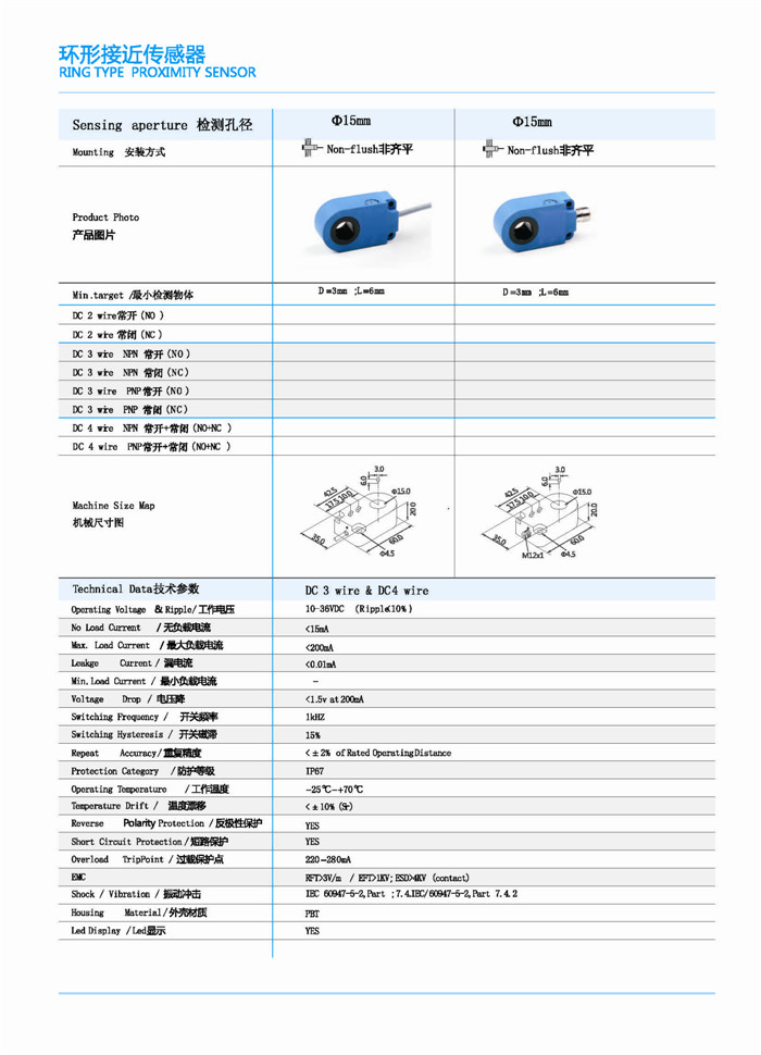 環(huán)形電容式接近傳感器